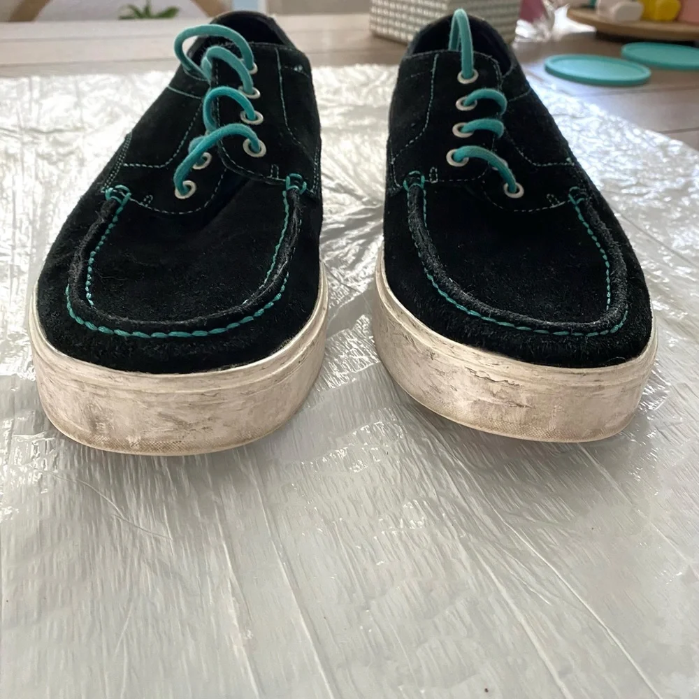 Cole Haan sneaker Oxford black suedeBergen Mac Oxford SZ 9 M has turquoise laces